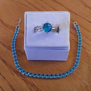 New .925 sterling silver blue topaz ring size 7 an